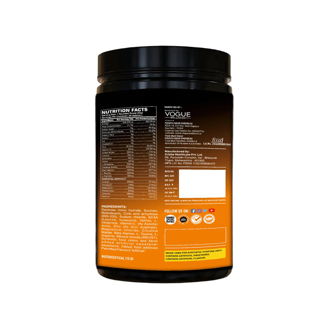 Reboot Electrolyte Power Drink (Tangy Orange Flavour)